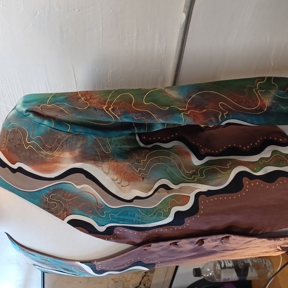 Louise Blumberg silk watercolor blazer jacket coat sz M - Picture 4 of 9